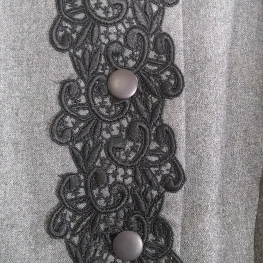 Vintage Gray Blazer‎ black lace trim goth fitted size S